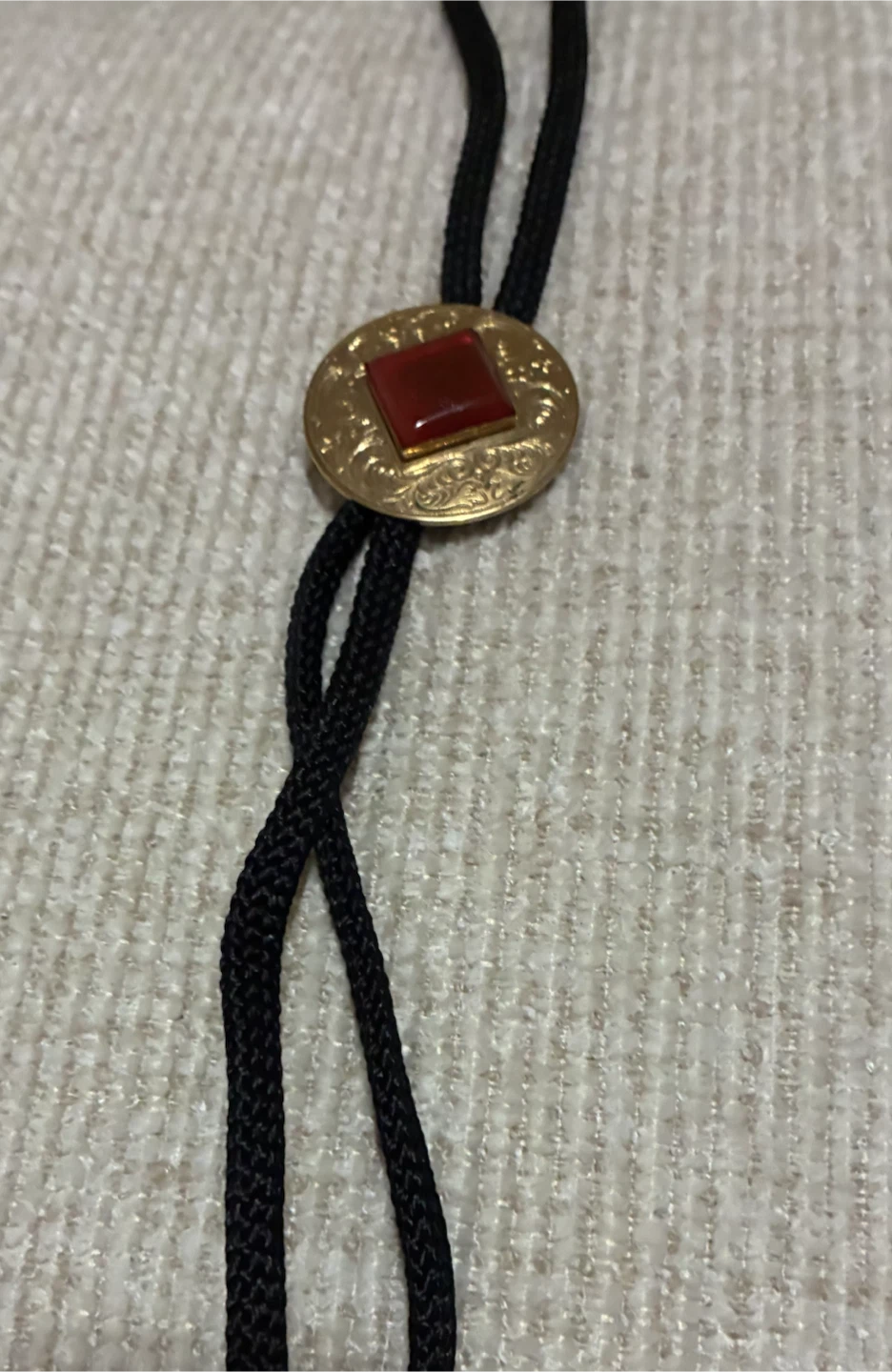 Vintage Bolo Tie with Red Stone