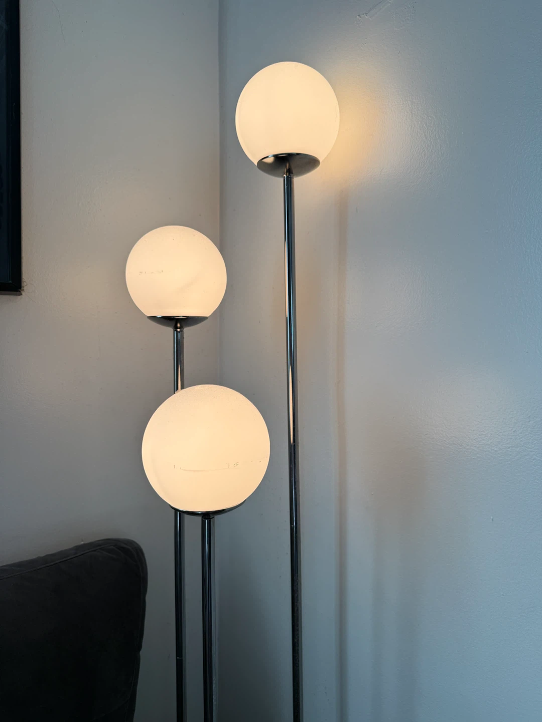 Three-Globe Chrome Floor Lamp