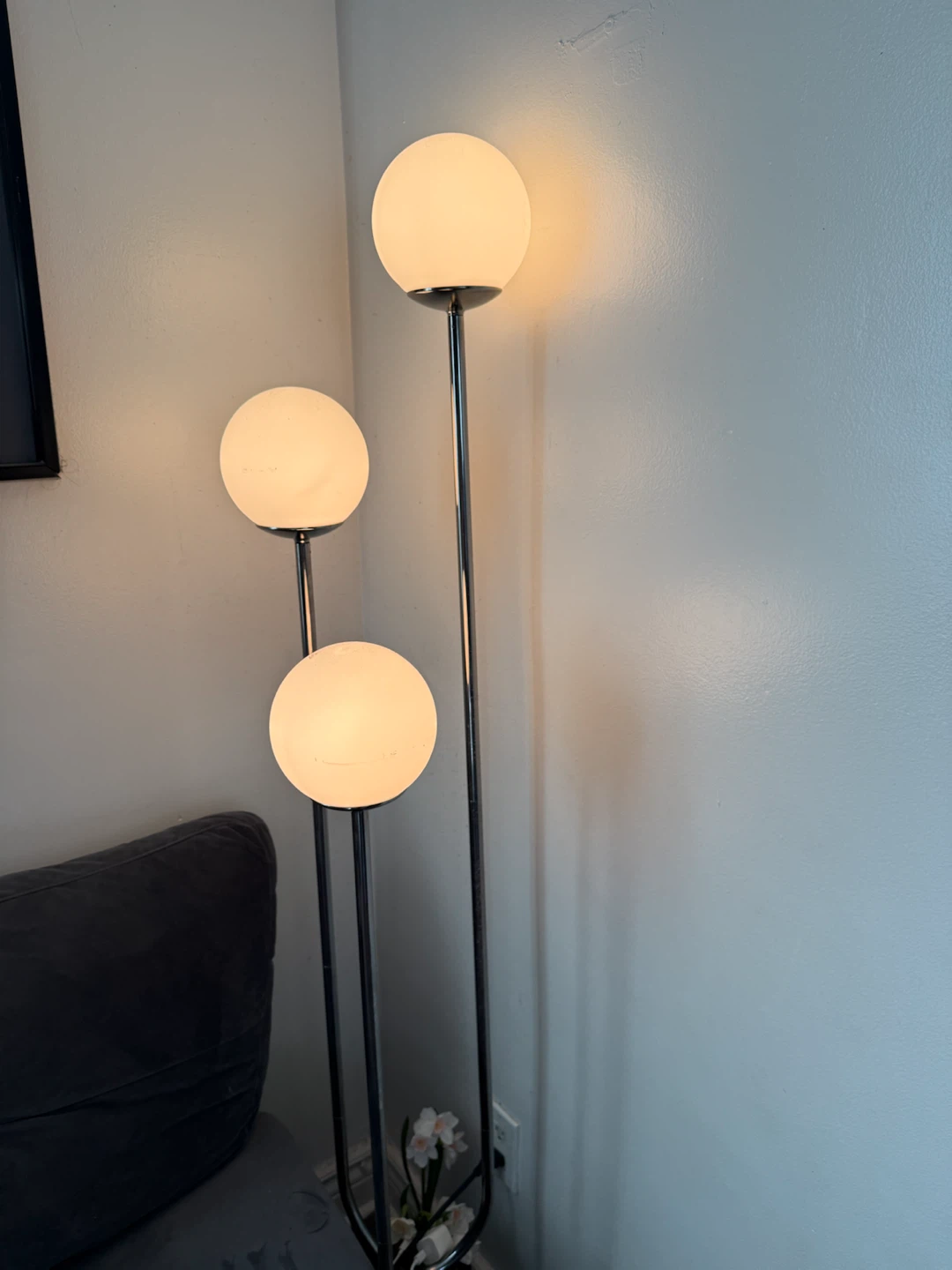 Three-Globe Chrome Floor Lamp - photo 2