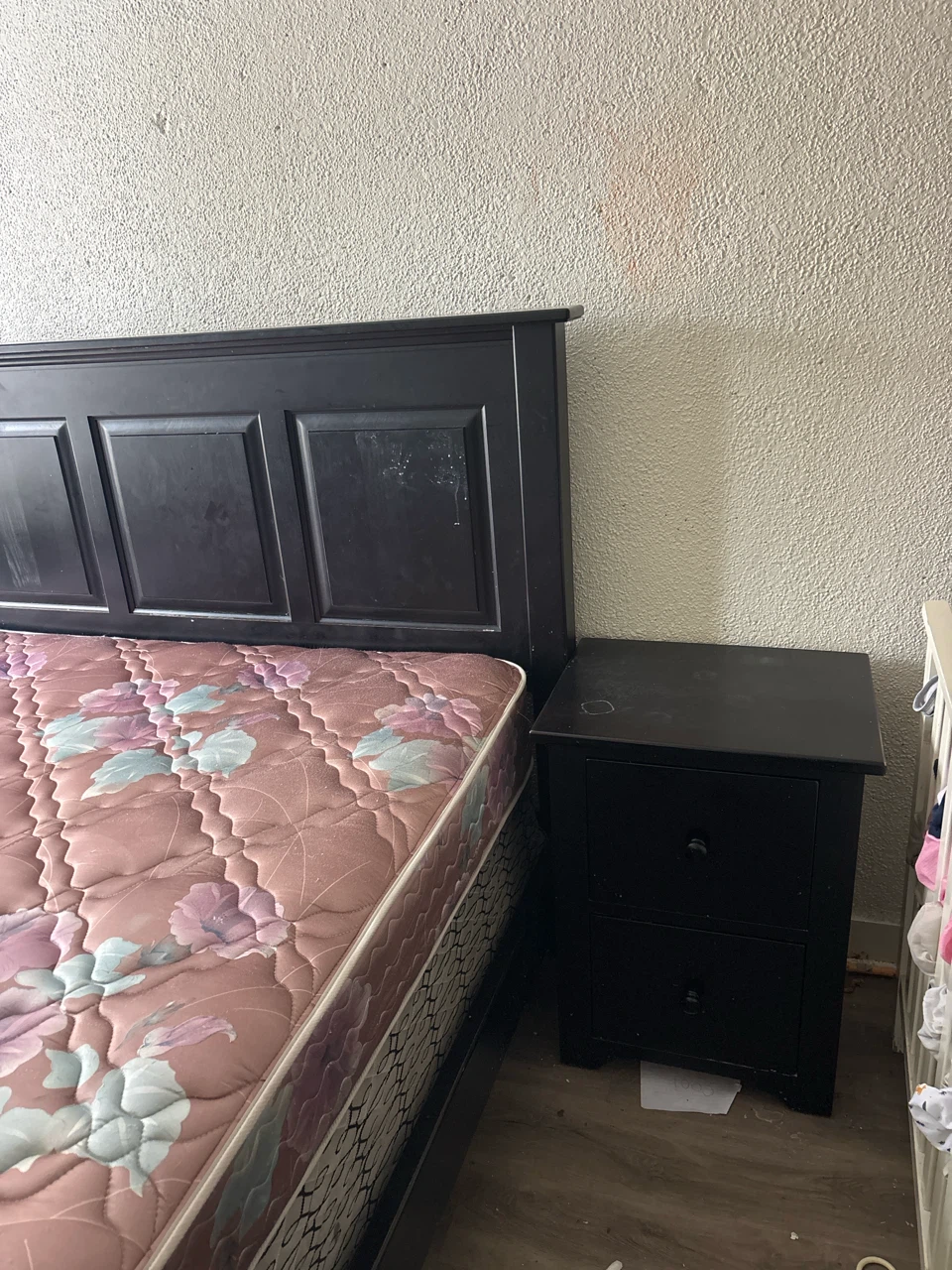 Black Wooden Bedside Nightstand - photo 2