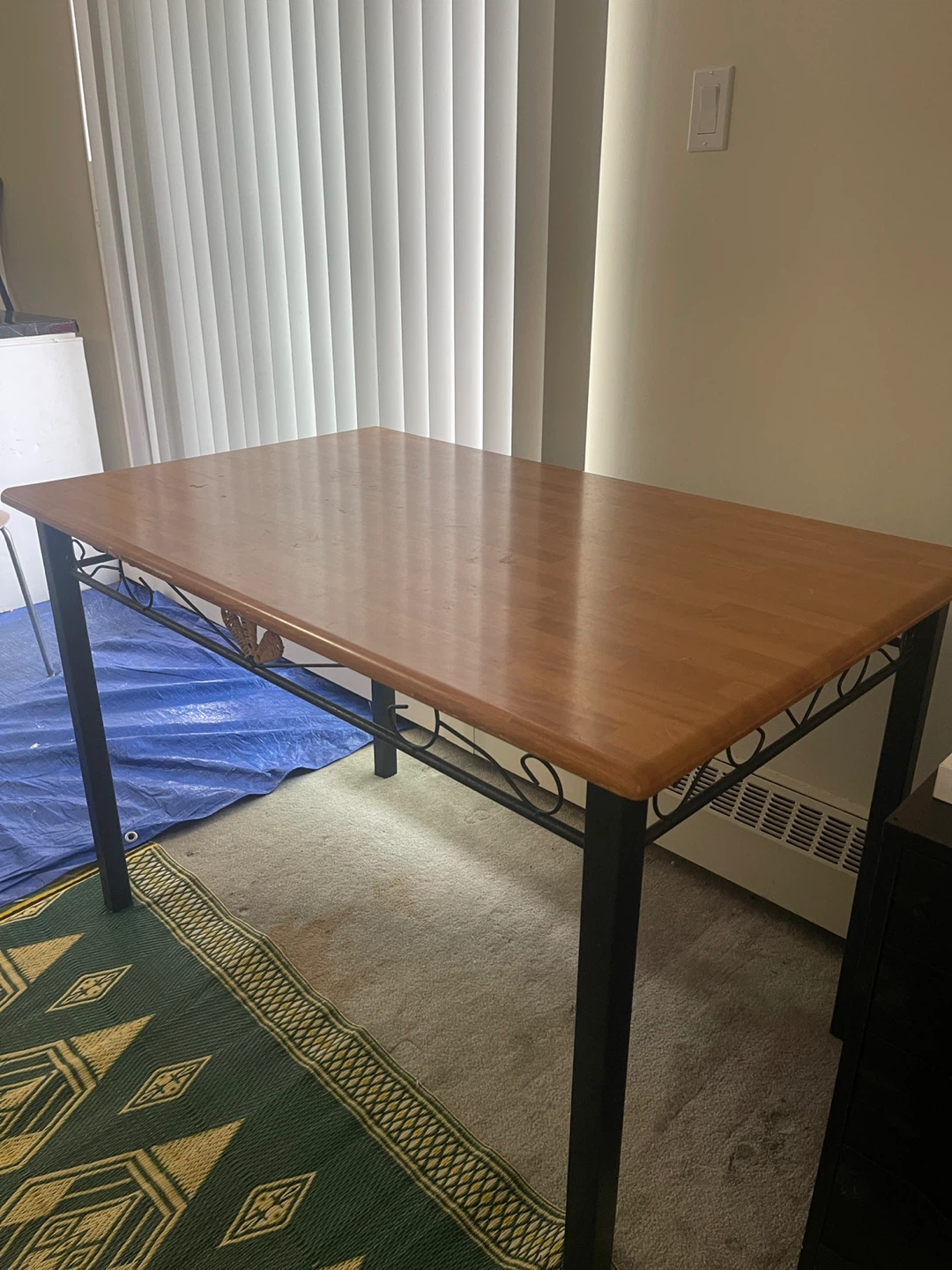 Wood and metal dining table - photo 2