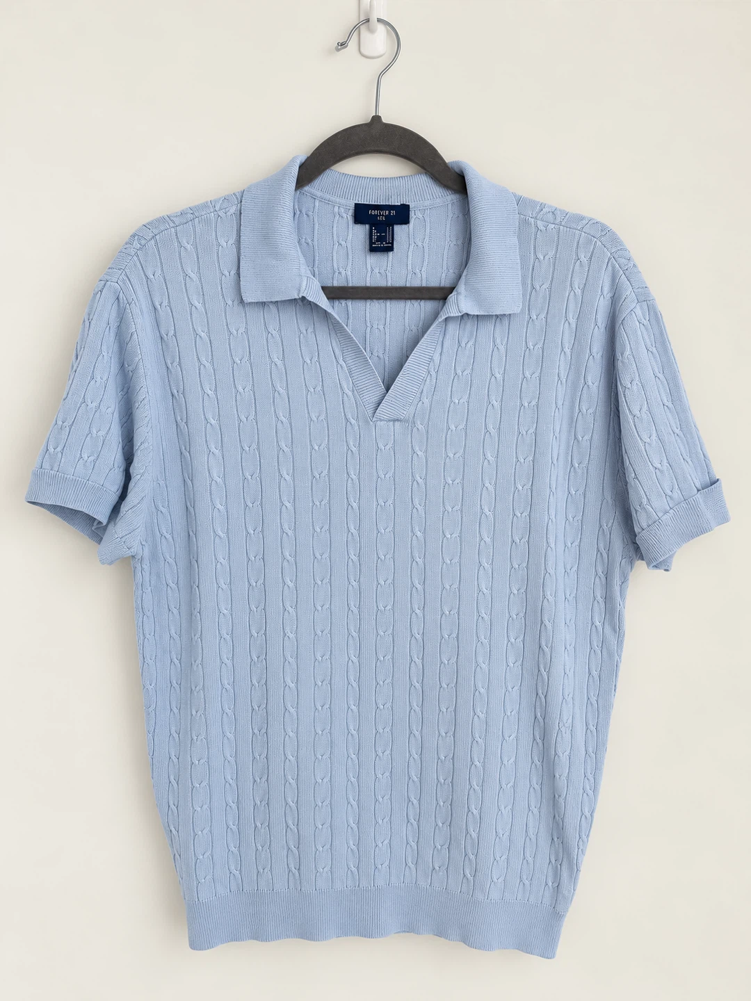 Light Blue Knit Polo Shirt - size L