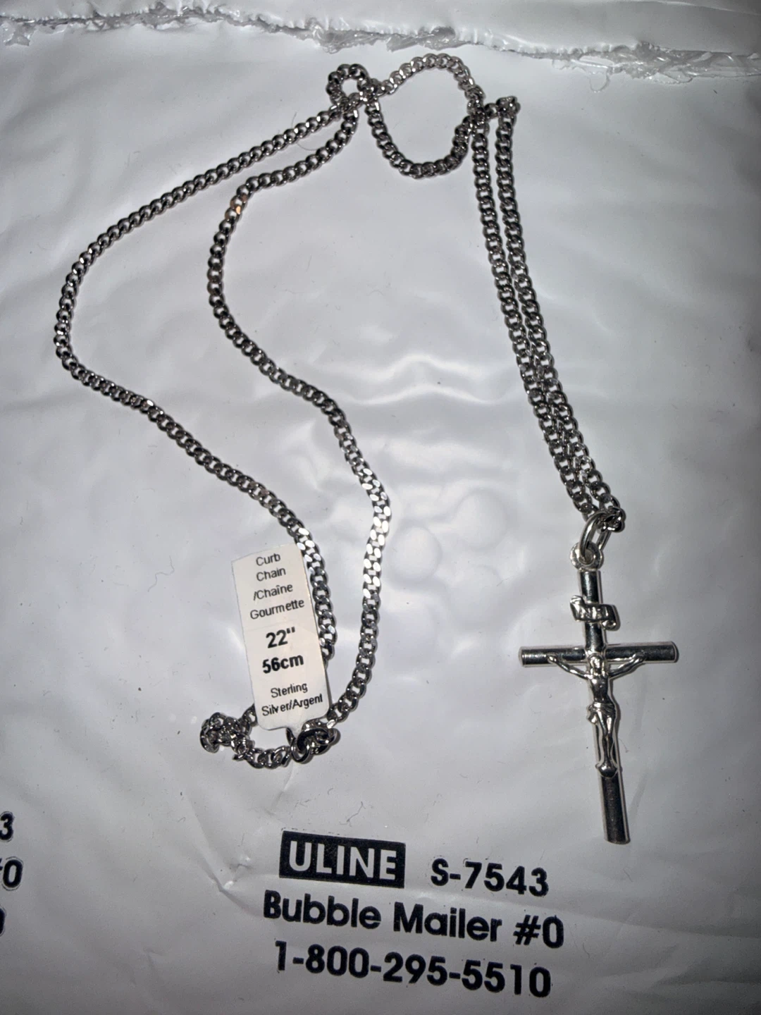 Sterling Silver Crucifix Curb Chain Necklace
