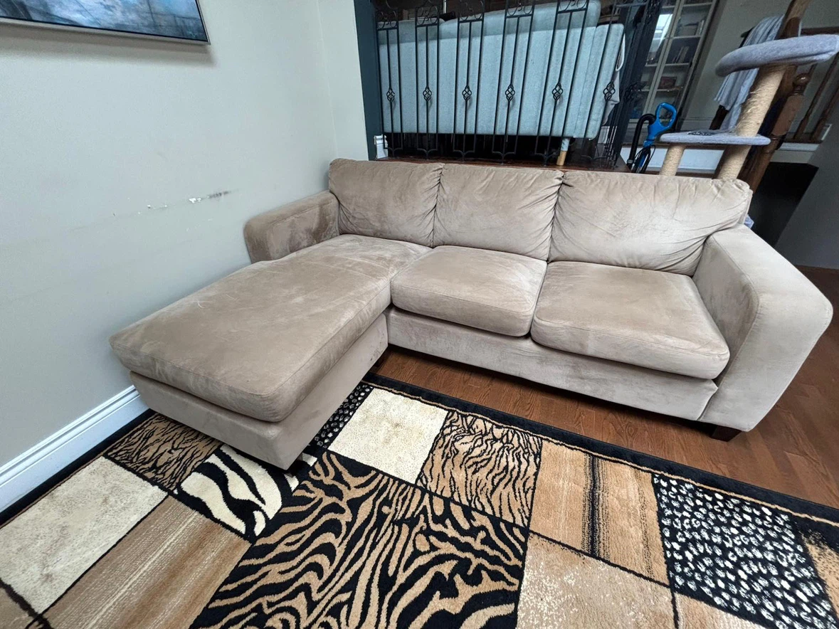 Beige Sectional Sofa with Chaise