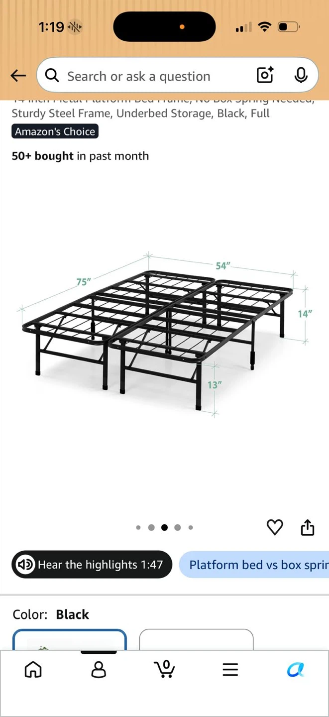 Black Metal Folding Bed Frame - photo 3