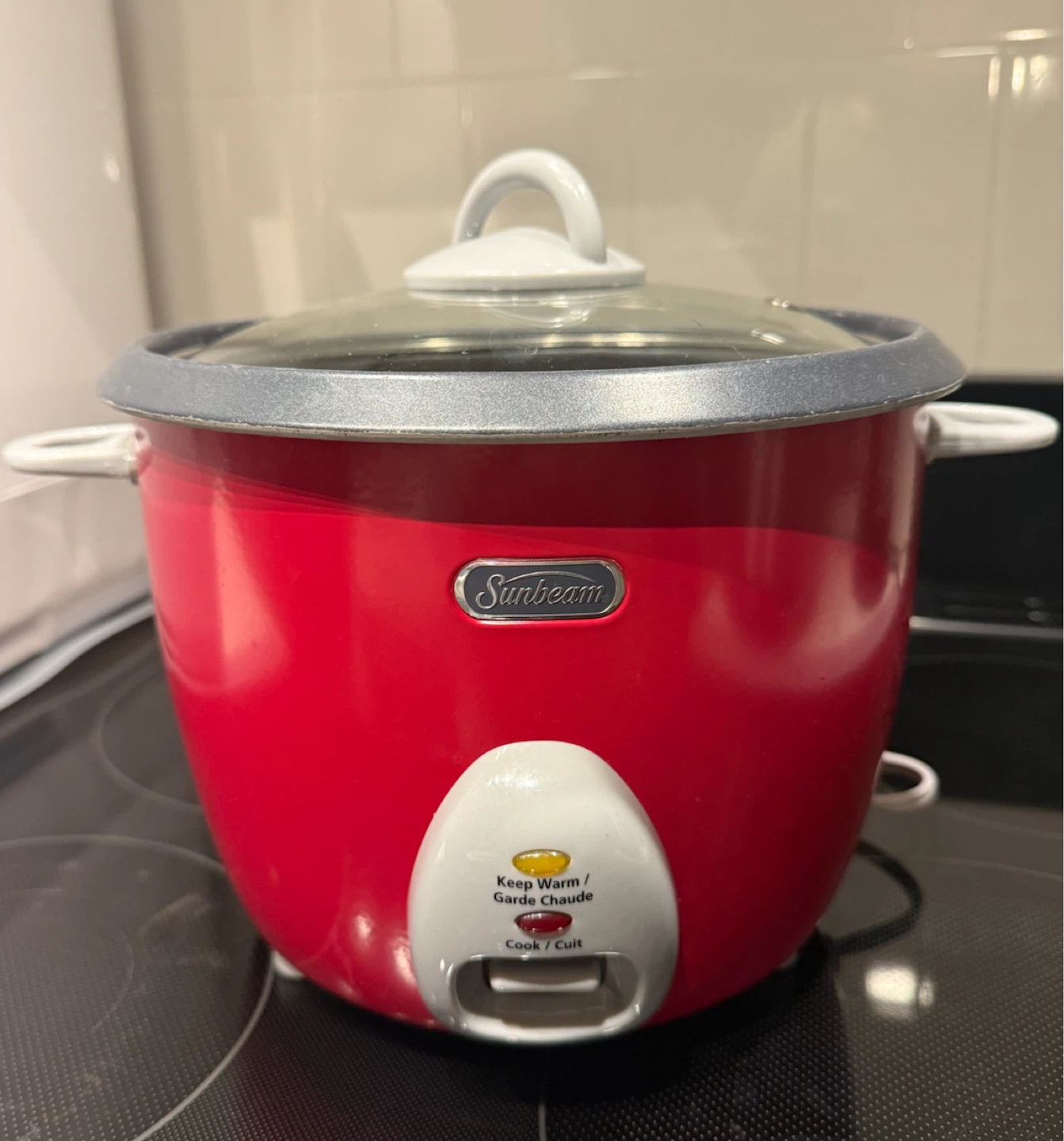 Sunbeam Red Rice Cooker (1.4L/4 cups) with Steaming Tray