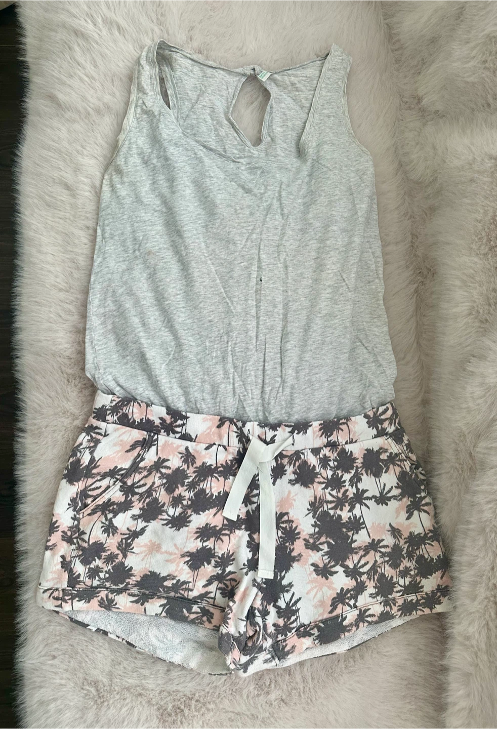 Benetton Grey & Palm Print Romper - photo 2