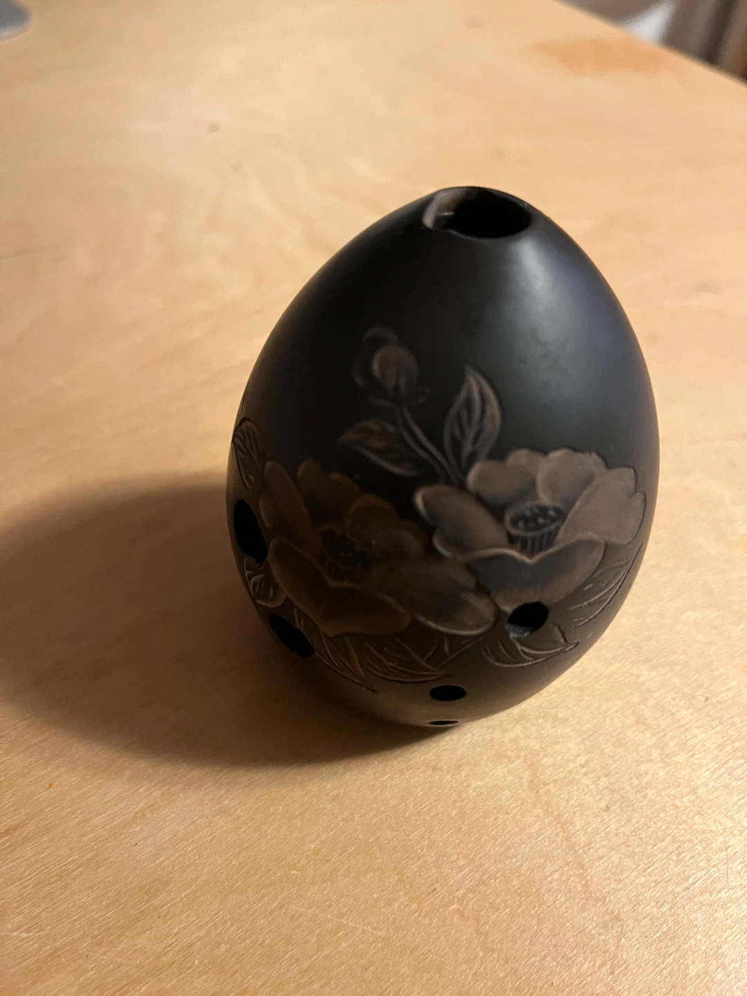 Ceramic Ocarina with Floral Design