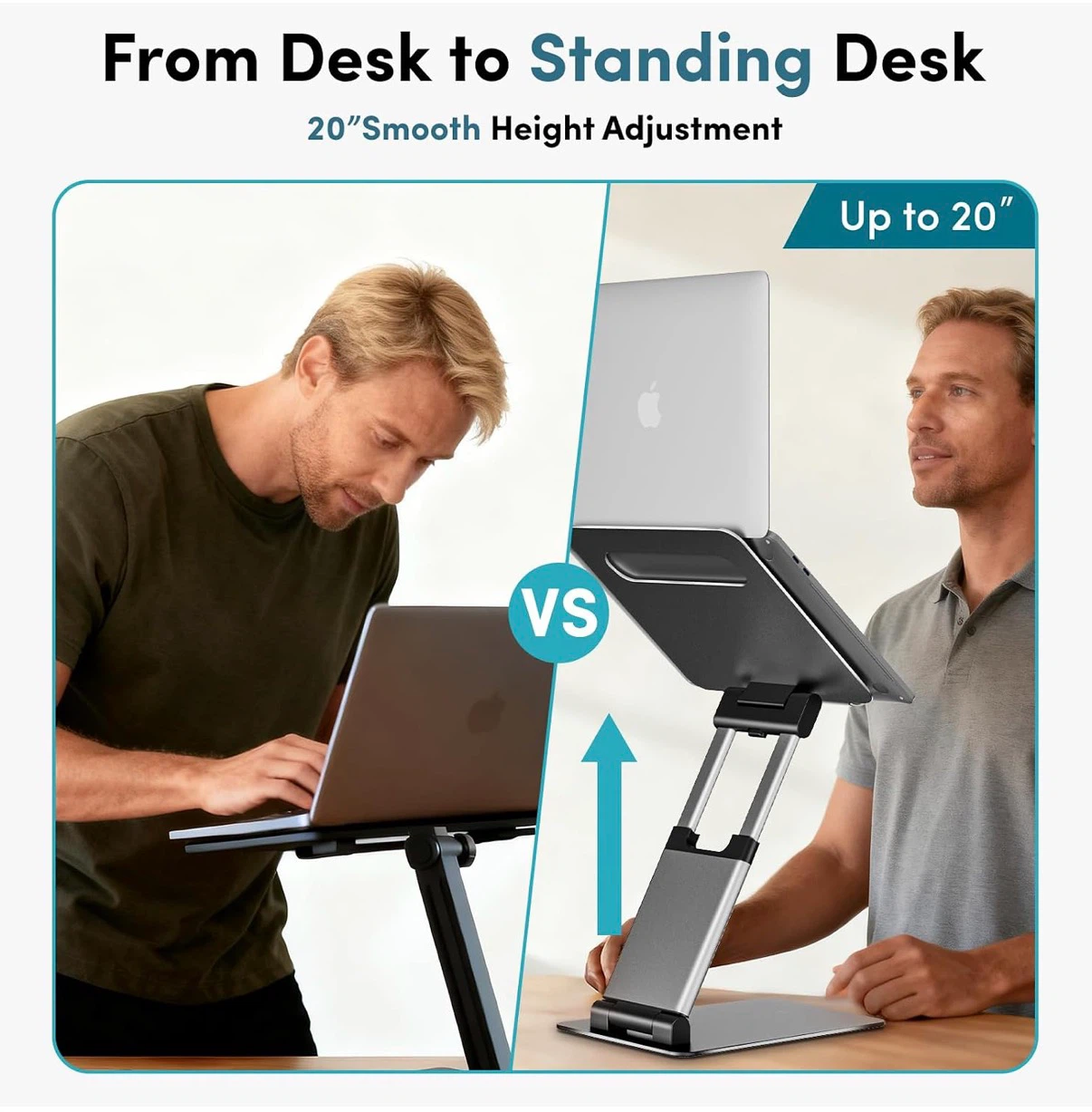 Ergonomic Laptop Stand for Desk, Adjustable Height Up to 20" - photo 2
