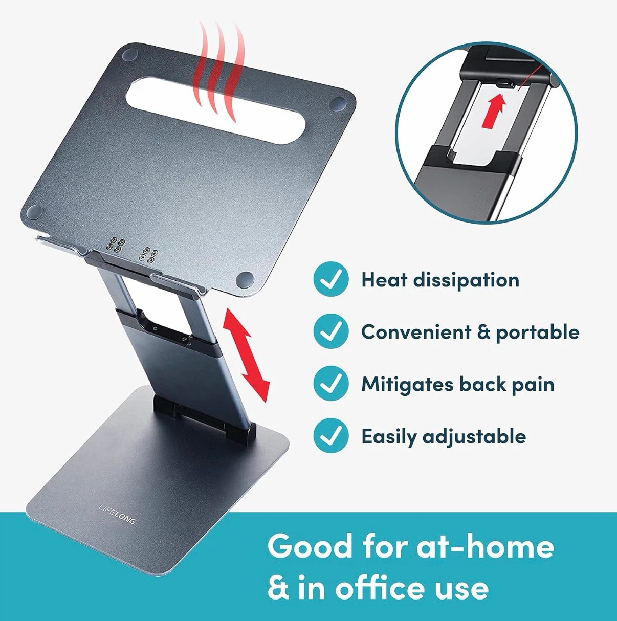 Ergonomic Laptop Stand for Desk, Adjustable Height Up to 20" - photo 5