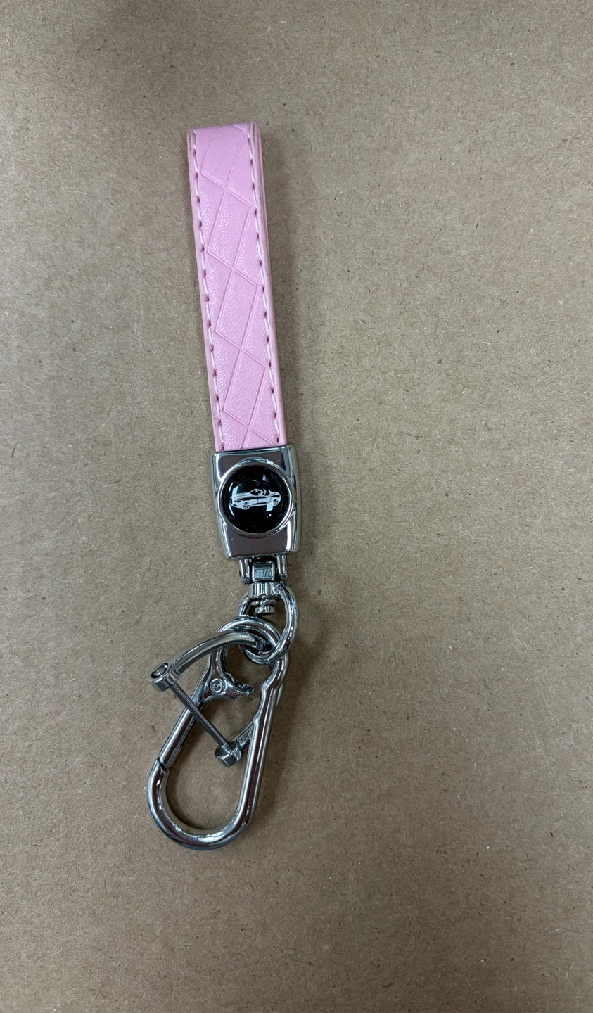 Pink leather car keychain