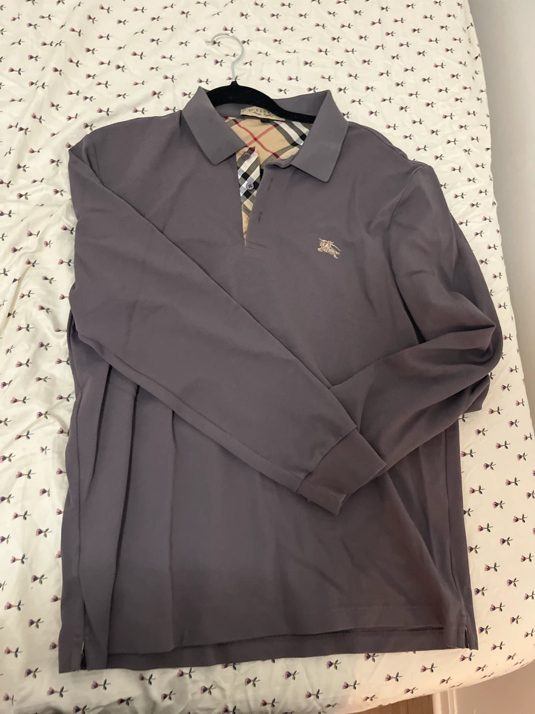 Burberry Long Sleeve Polo Gray