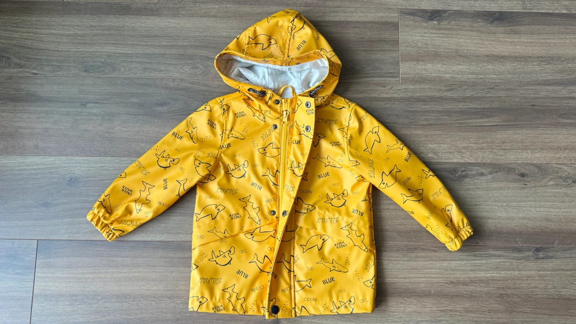Yellow Shark Print Childrens Raincoat