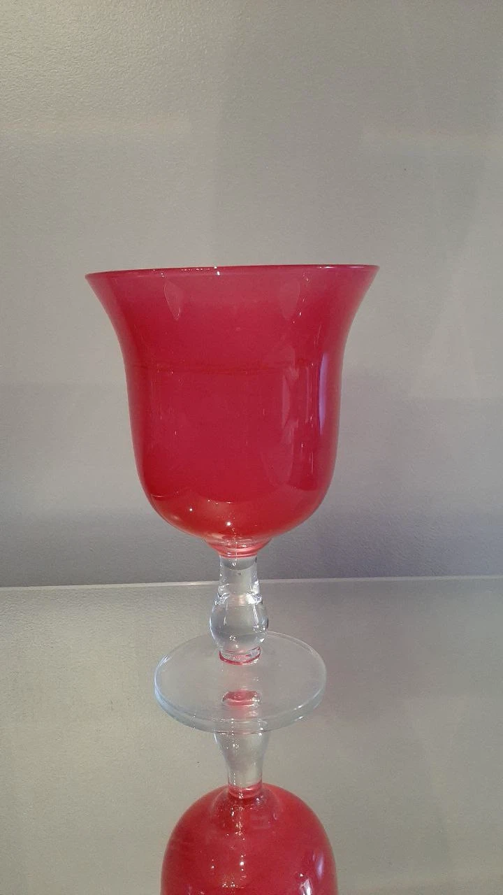 Red glass footed vase