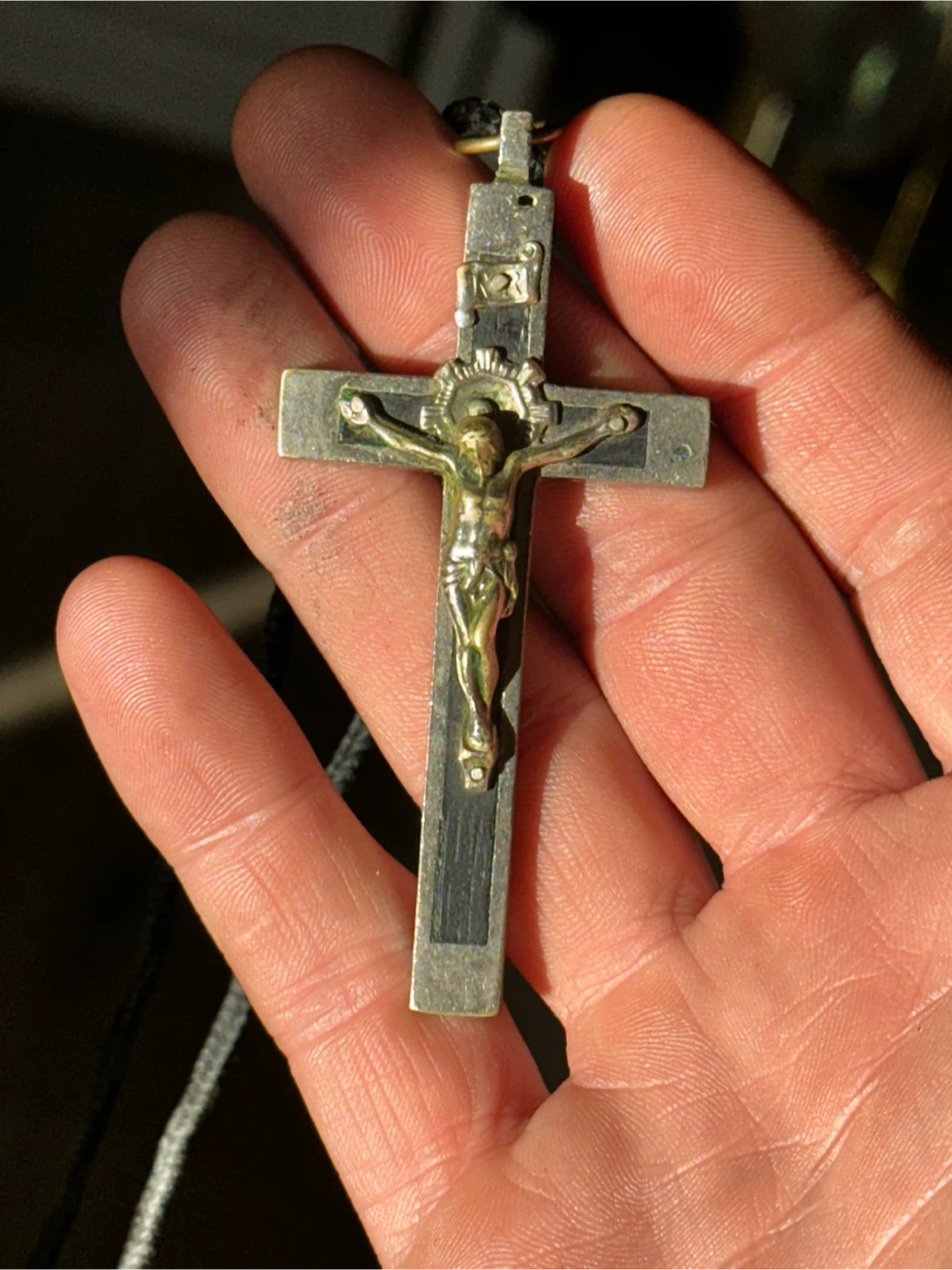 Antique 4" German Ebony Pectoral Crucifix Habit Cross