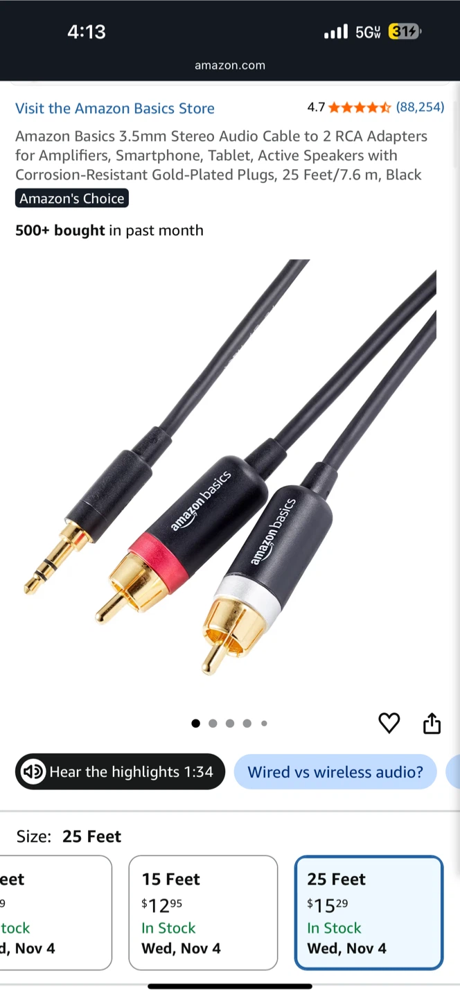 aux and stereo speaker cables 2 way splitter pro audio wires - photo 3