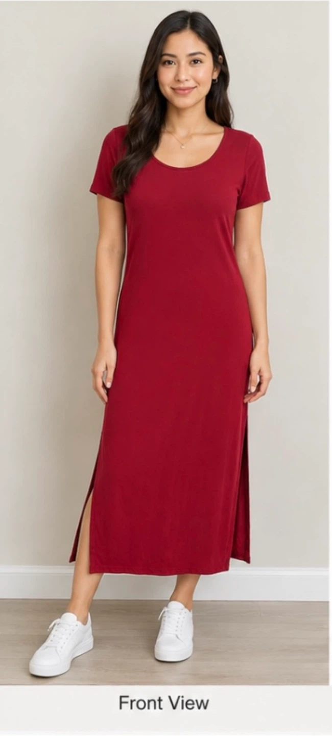 New Red Short Sleeve Maxi Dress M
