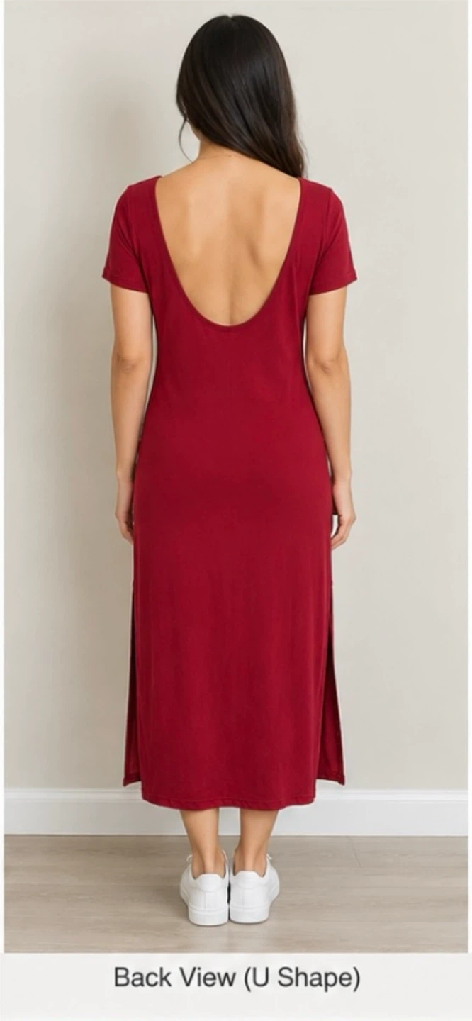 New Red Short Sleeve Maxi Dress M - photo 2