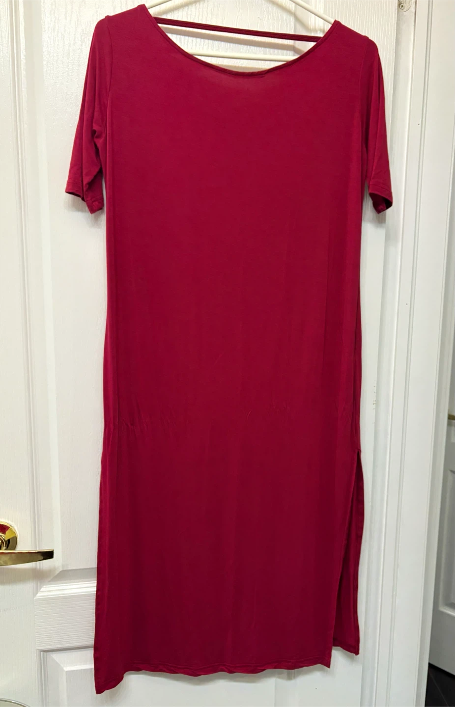 New Red Short Sleeve Maxi Dress M - photo 5