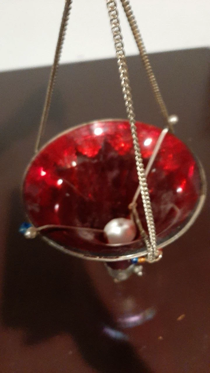 Red Glass Hanging Votive Candle Holder - photo 2