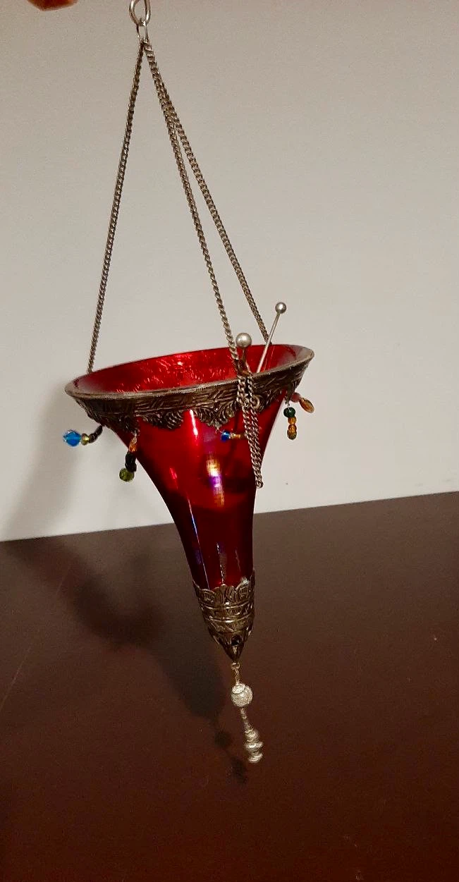 Red Glass Hanging Votive Candle Holder - photo 3