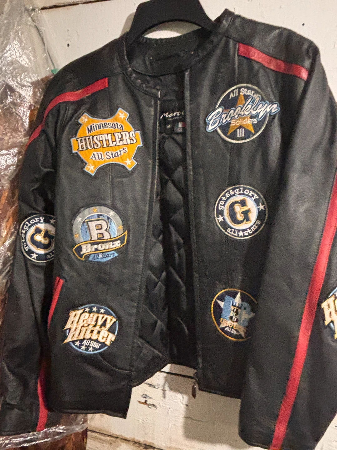 Merc Black Leather All Star Patched Jacket
