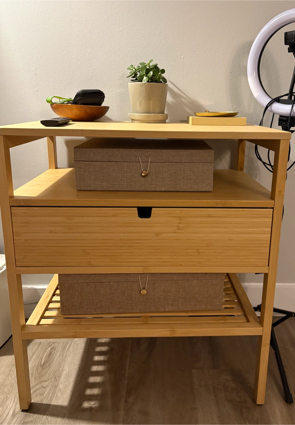 Bamboo Side Table with Drawer