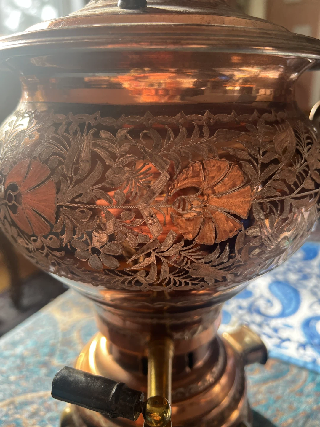 Vintage Hand-Engraved Copper Samovar - photo 2