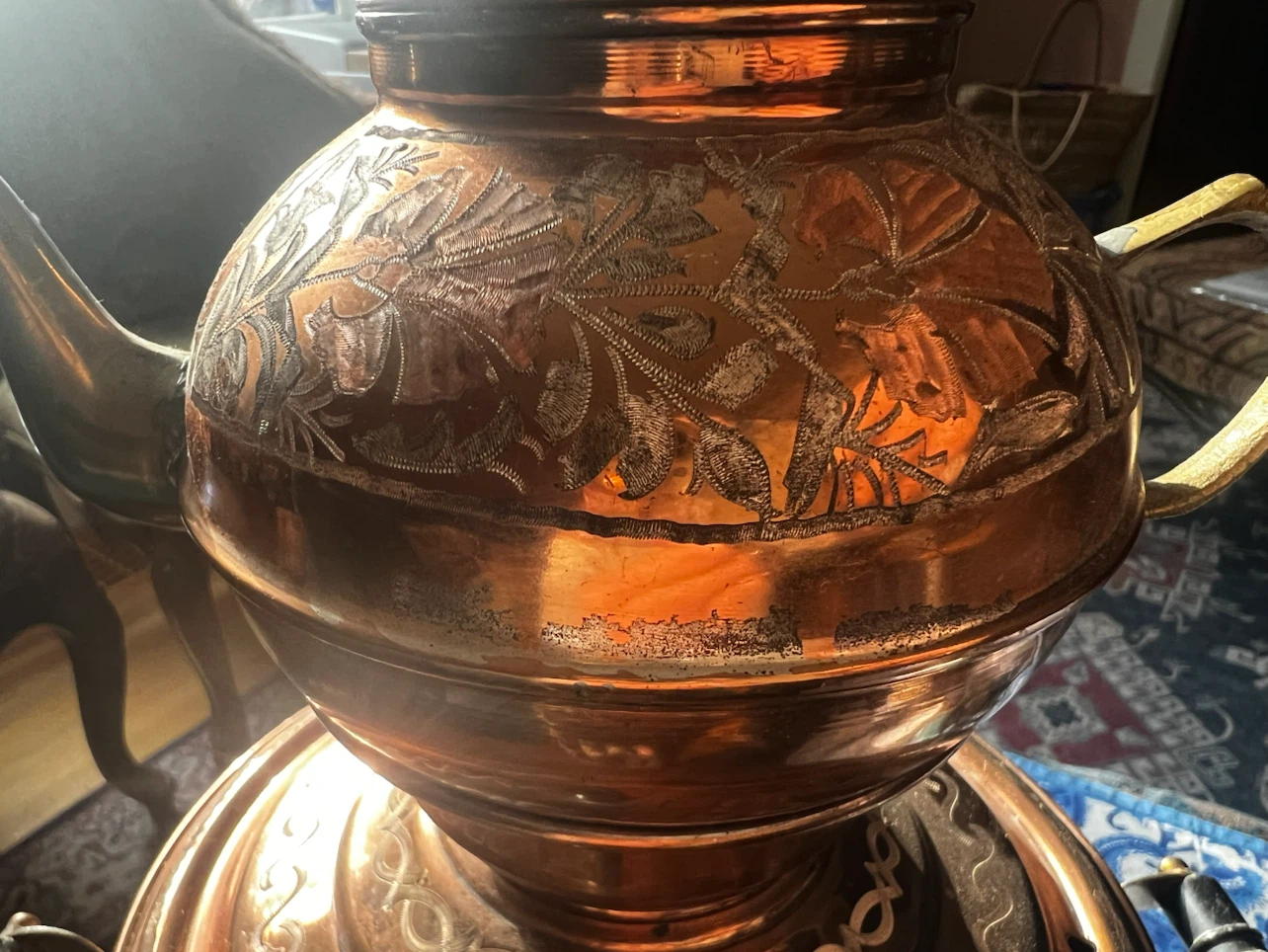 Vintage Hand-Engraved Copper Samovar - photo 3