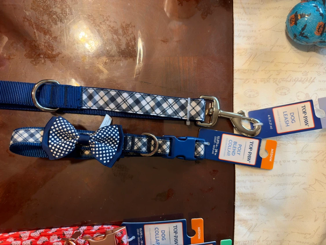 Top Paw Plaid Dog Collar and Leash Set Medium - photo 2