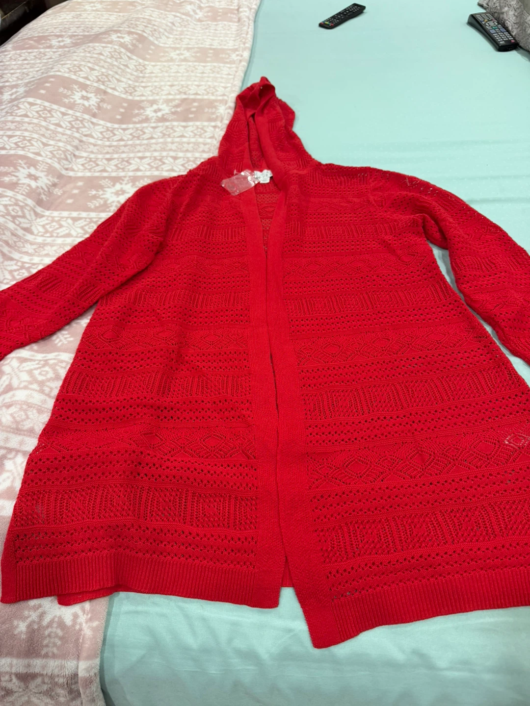 Joan Rivers Red Hooded Cardigan - photo 3