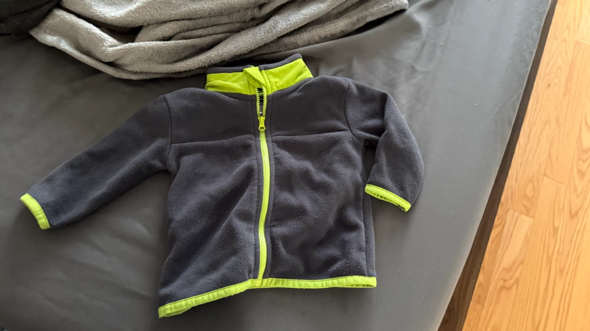 Children's Grey and Neon Green Fleece Zip-Up Jacket