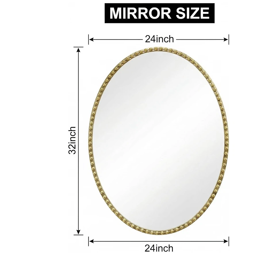 Oval Gold Floral Metal Framed Vanity Mirror - photo 2