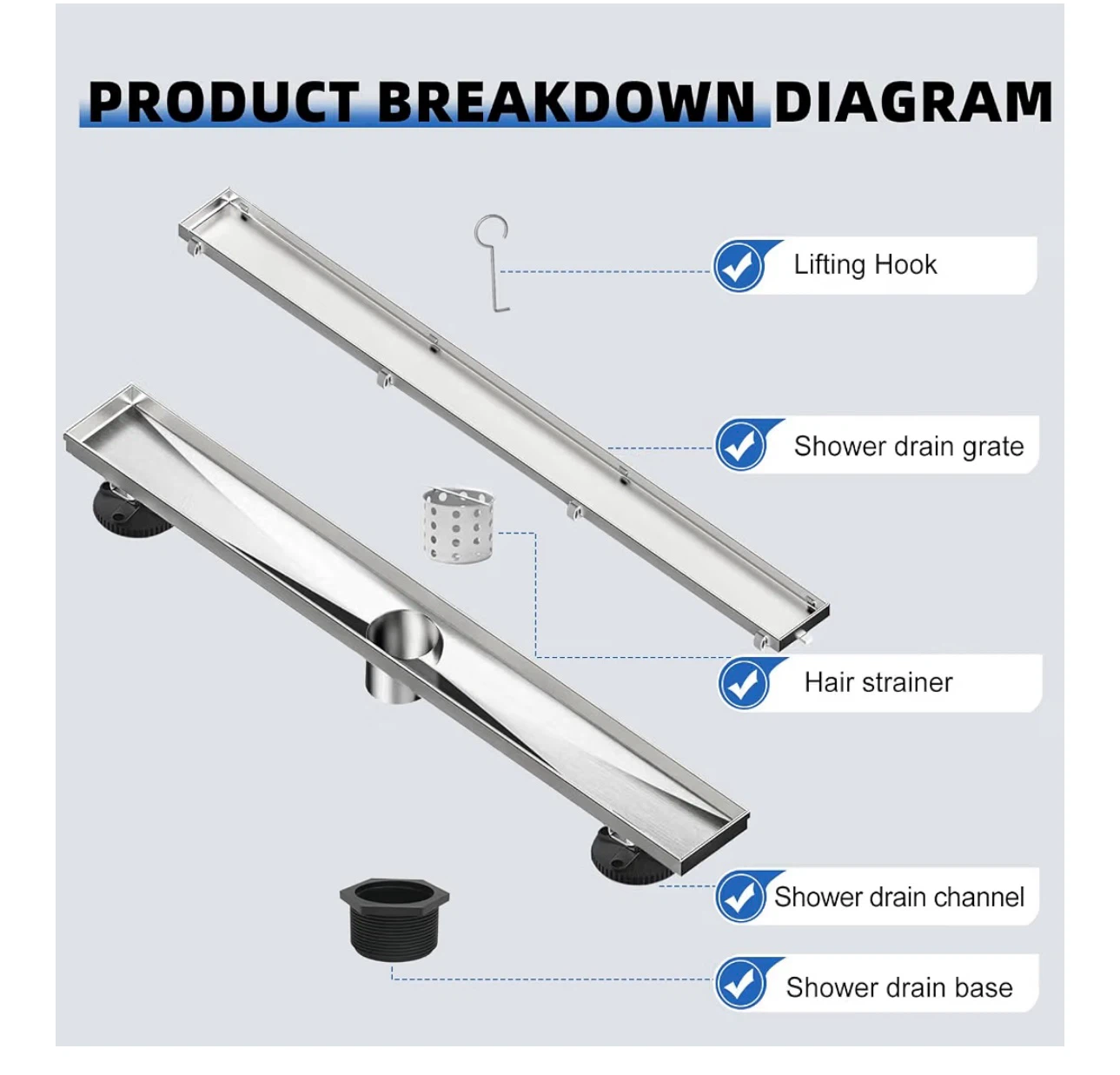 Stainless Steel Linear Shower Drain - photo 3