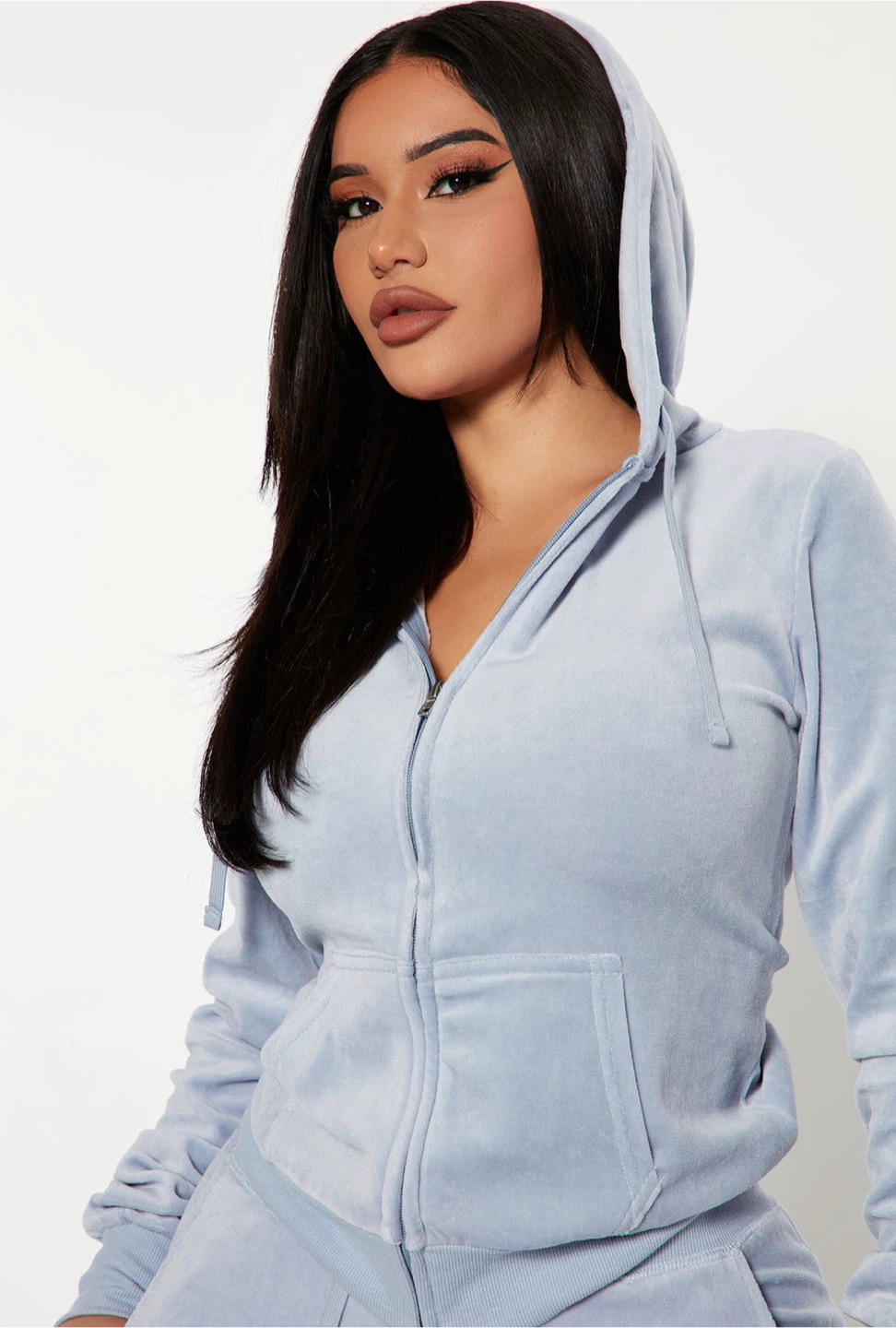 Fashion Nova Light Blue Velour Tracksuit - photo 4