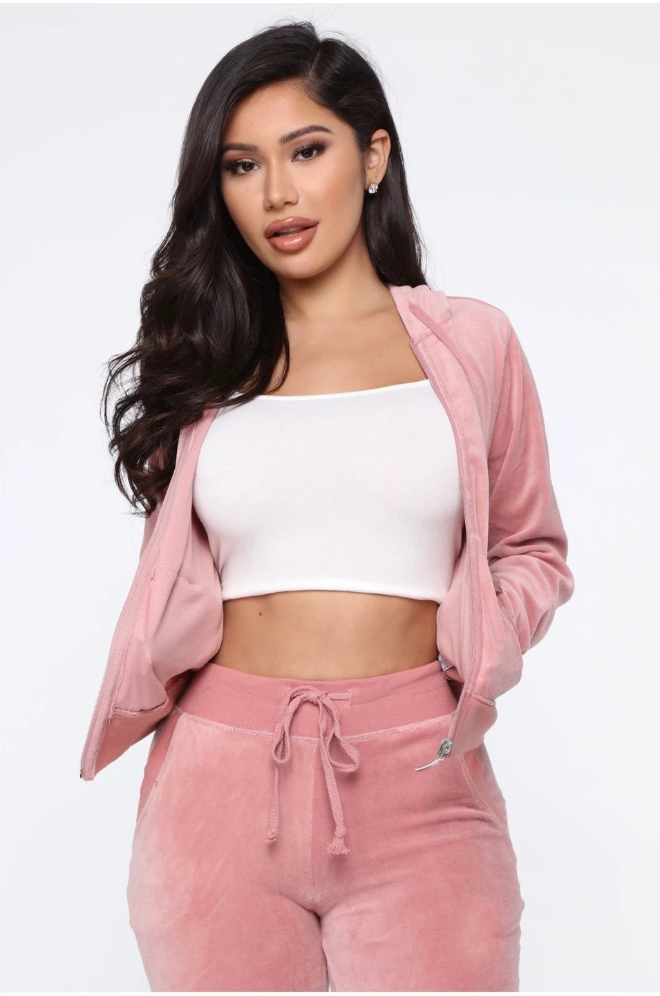 Fashion Nova Pink Velour Hoodie - photo 2