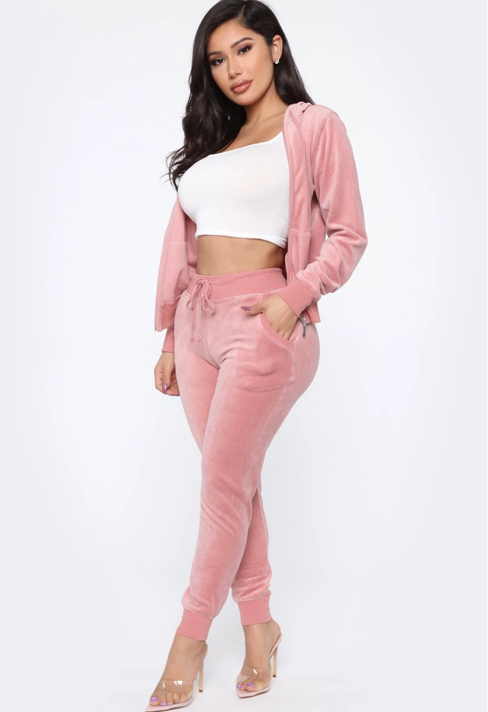 Fashion Nova Pink Velour Hoodie