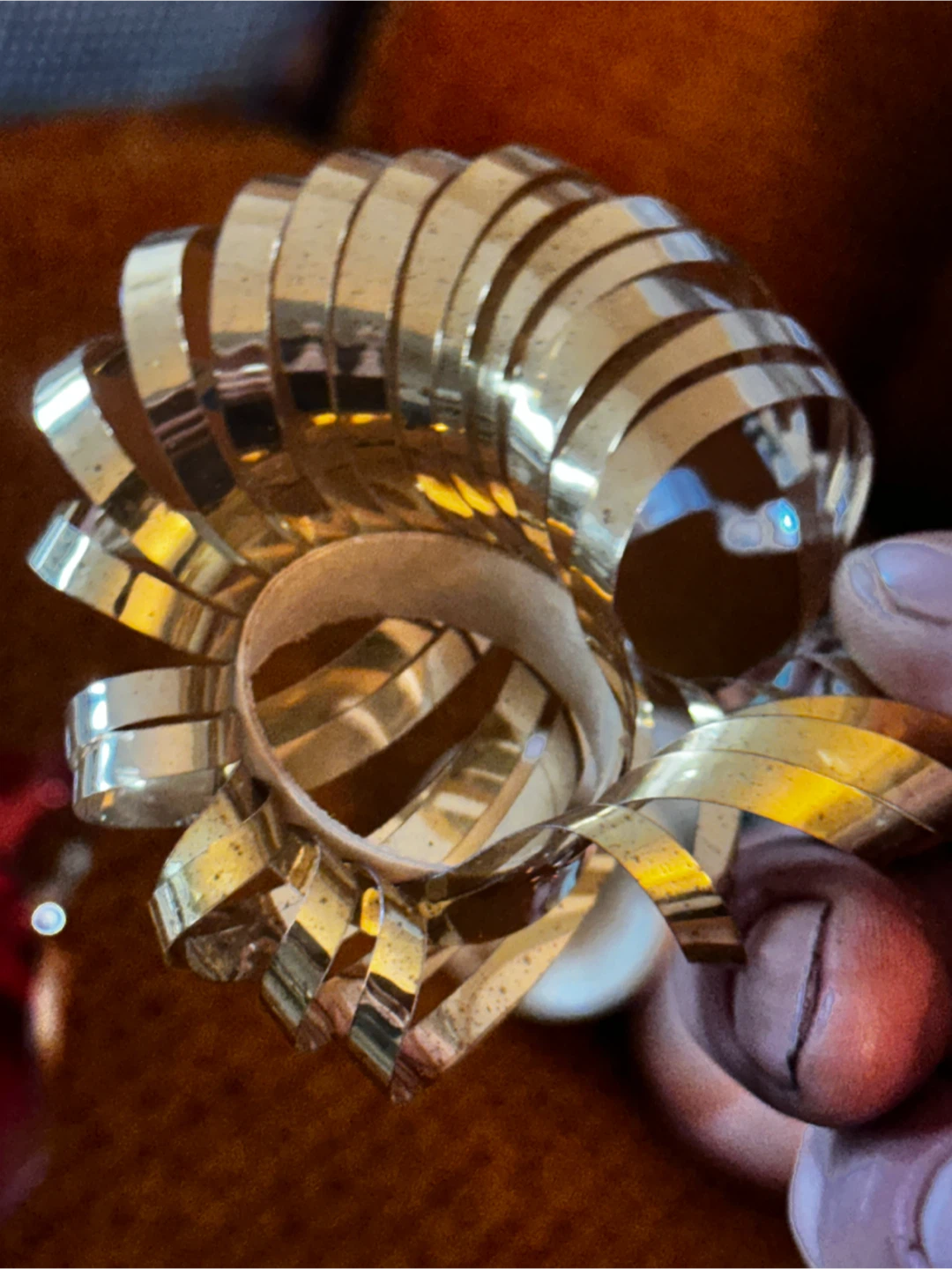 5 Vintage  Foil Ribbon Loop Ornaments - photo 4