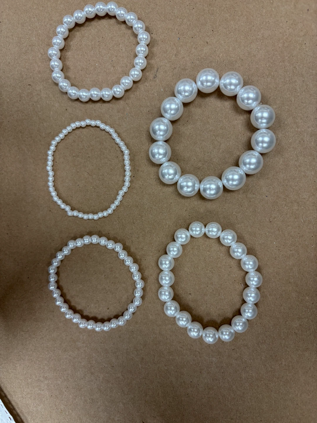 5-Piece Layered Faux Pearl Stackable Bracelet Set - photo 3