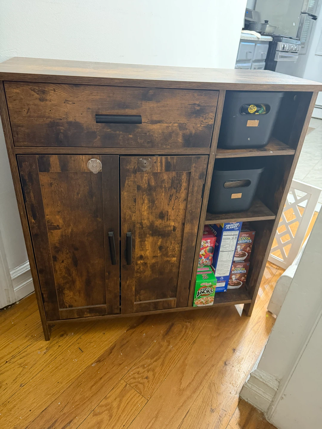 Rustic Wood Kitchen Storage Cabinet