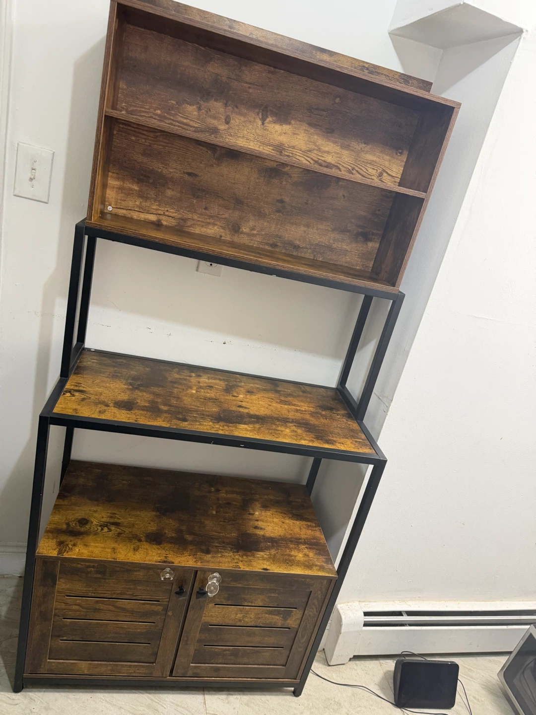 Industrial Style Kitchen Baker's Rack with Cabinet