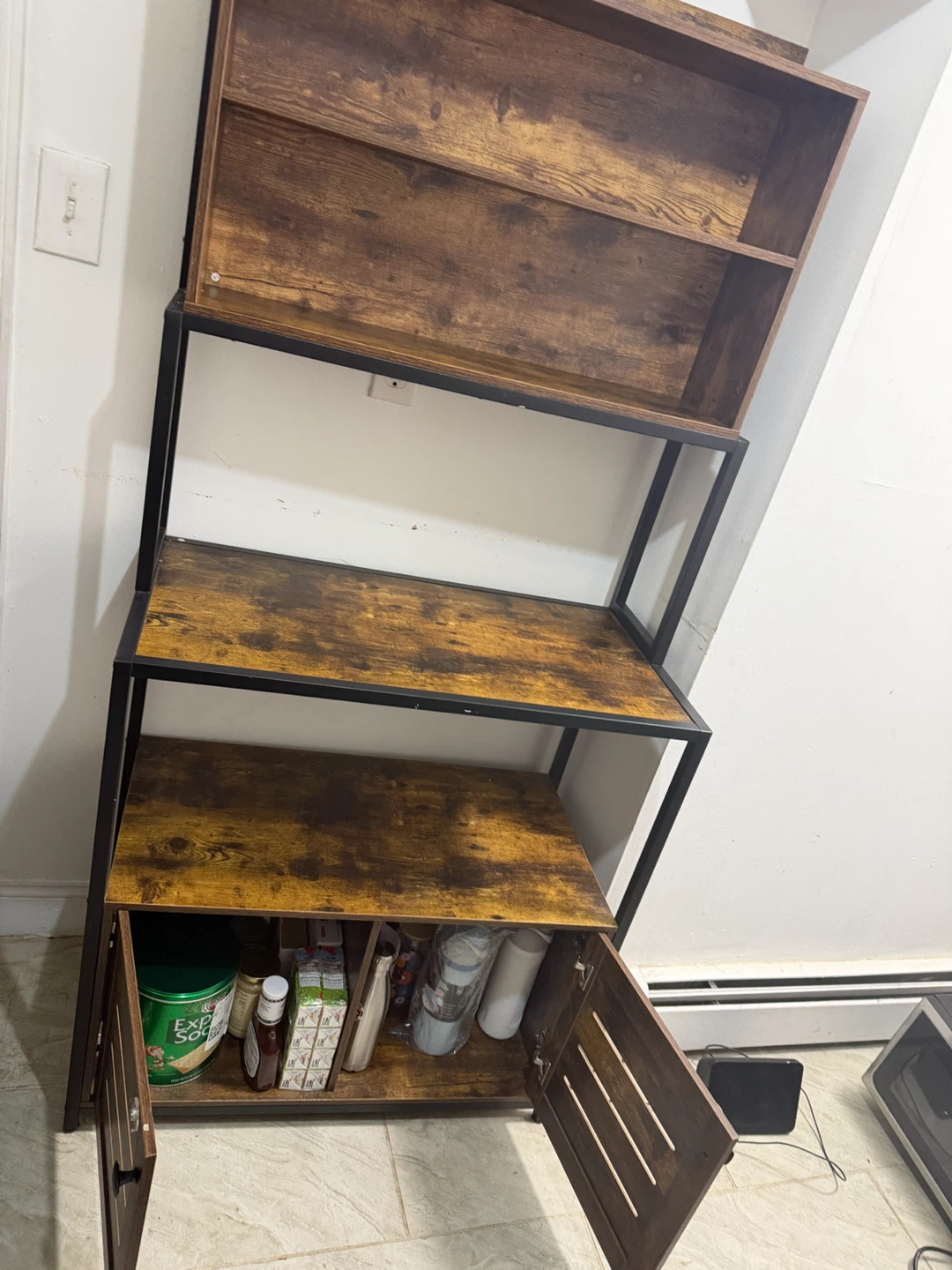 Industrial Style Kitchen Baker's Rack with Cabinet - photo 2