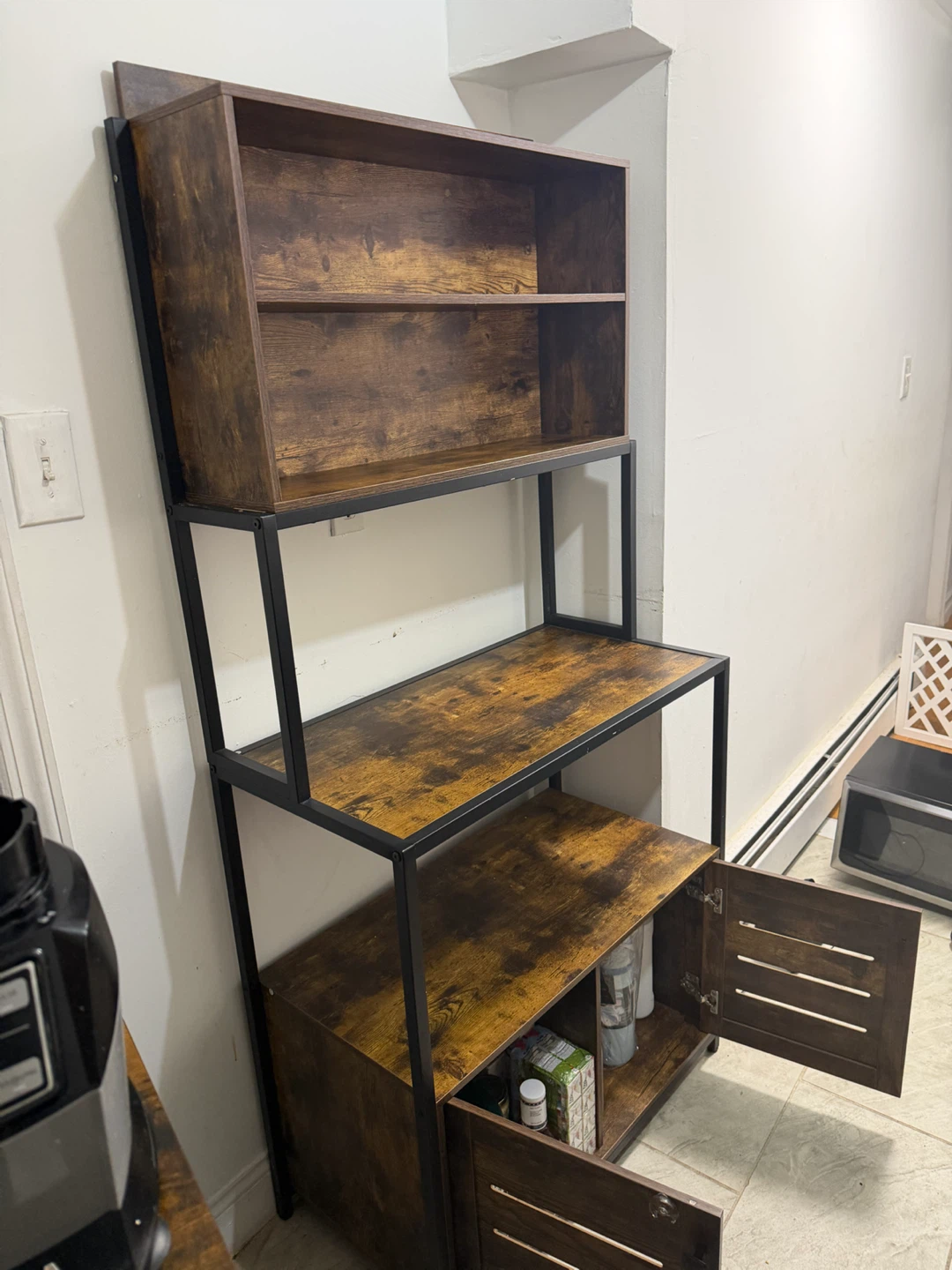 Industrial Style Kitchen Baker's Rack with Cabinet - photo 3