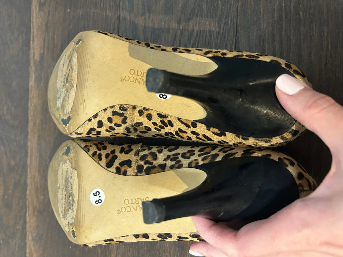 REAL CALF HAIR size 8.5 Franco Sarto Leopard Print Heels - photo 3