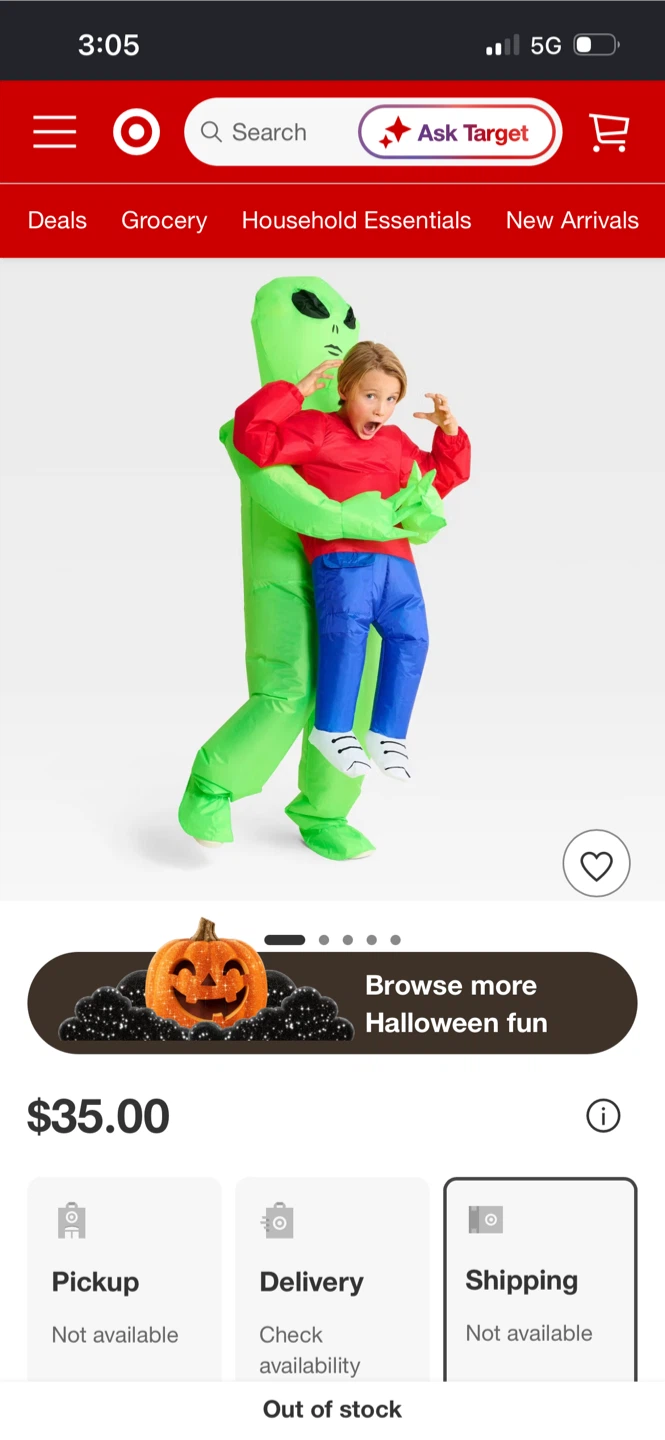 Kids Inflatable Alien Costume