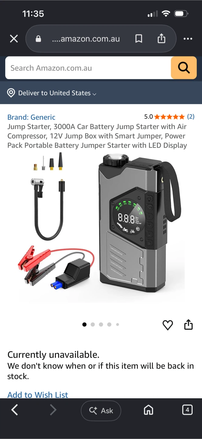 3000A Car Battery Jump Starter with Air Compressor