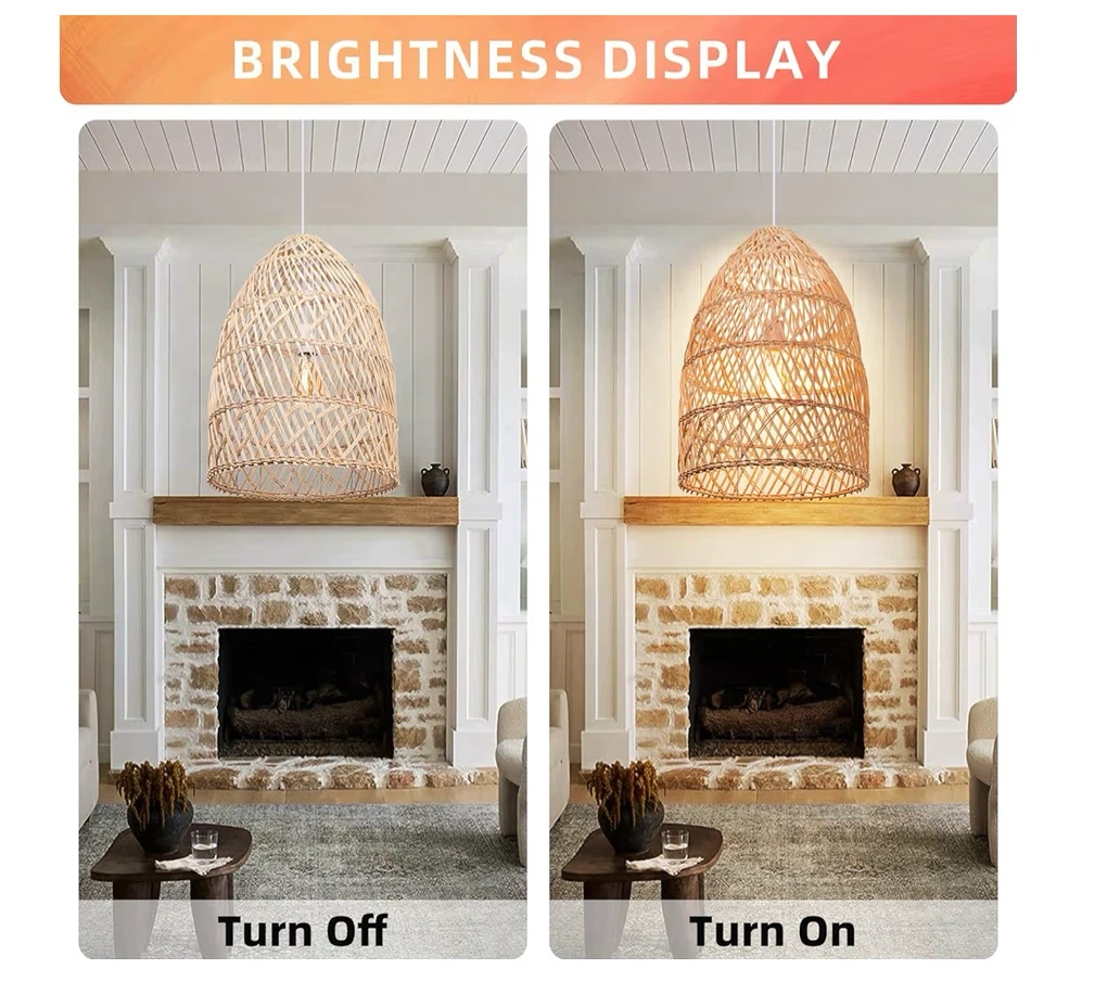 Woven Rattan Pendant Light Fixture - photo 4