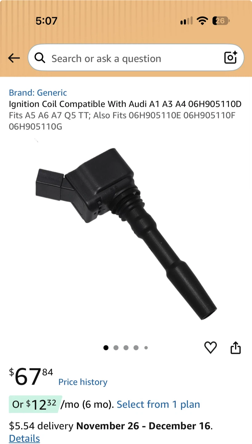 Ignition Coil Compatible with Audi