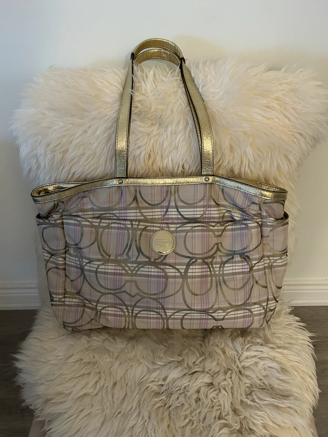 Coach Plaid Signature Tote Bag