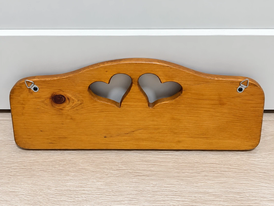 Wooden Wall Hook Rack with Heart Cutouts - photo 2